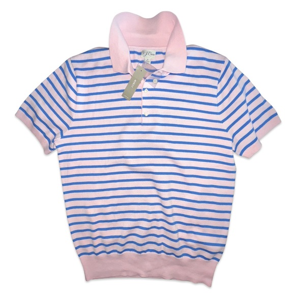 J. Crew Short-sleeve heritage cotton tipped sweater-polo in stripe - Picture 3 of 6